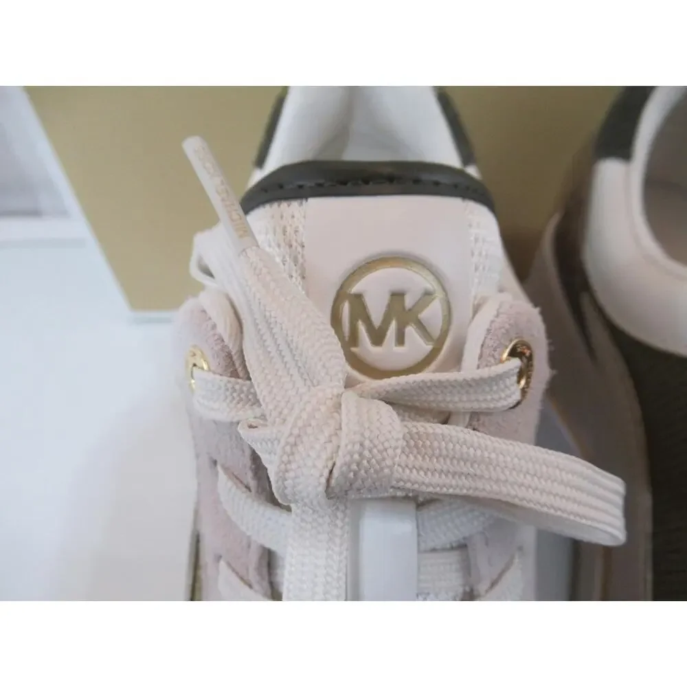 Michael Kors Emmy Wedge Trainer Lace Up Sneakers Leather Husk Multi - Picture 4 of 9